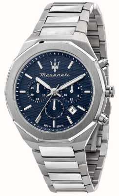 Maserati Herenstijl | blauwe chronograaf wijzerplaat | roestvrijstalen armband R8873642006