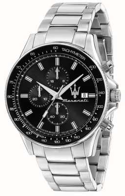 Maserati Sfida voor heren | zwarte chronograaf wijzerplaat | roestvrijstalen armband R8873640015