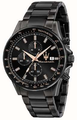 Maserati Sfida voor heren | zwarte chronograaf wijzerplaat | zwarte roestvrijstalen armband R8873640011