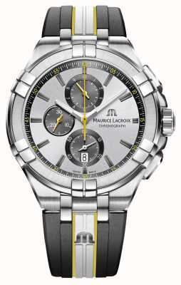 Maurice Lacroix Aikon quartz chronograaf kotc king of the court special edition (44mm) zilveren wijzerplaat / grijs rubber AI1018-TT030-130-K