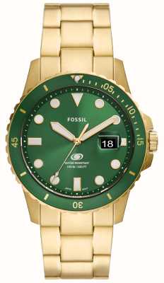 Fossil Heren vergulde armband groene wijzerplaat FS5950