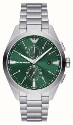 Emporio Armani Heren | groene chronograaf wijzerplaat | roestvrijstalen armband AR11480
