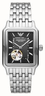 Emporio Armani Heren rechthoekig horloge met open hart wijzerplaat AR60057