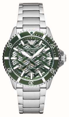 Emporio Armani Herenhorloge met groene skeletwijzerplaat en groene ring AR60061