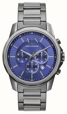 Armani Exchange Blauwe wijzerplaat chronograaf | gunmetal roestvrij stalen armband AX1731