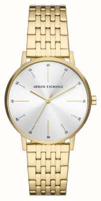 Armani Exchange Zilveren kristallen wijzerplaat | goud pvd vergulde armband AX5579