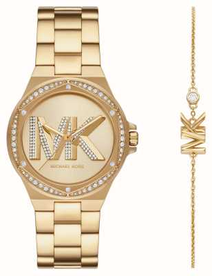 Michael Kors Lennox gouden mk wijzerplaat gouden band bijpassende armband MK1062SET
