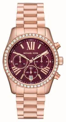 Michael Kors Lexington roségoudkleurig horloge met bordeauxrode wijzerplaat MK7275