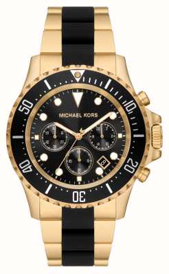 Michael Kors Everest zwarte chronograaf wijzerplaat gouden roestvrijstalen armband MK8979