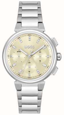 BOSS Een voor dames | champagne chronograaf wijzerplaat | roestvrijstalen armband 1502676