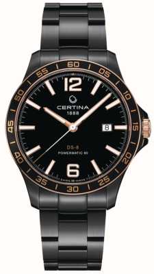 Certina Ds-8 powermatic 80 zwart pvd verguld datum horloge C0338073305700