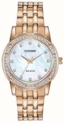 Citizen Dames eco-drive kristal goud pvd staal EM0773-54D