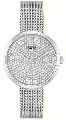 BOSS Lof van vrouwen | kristallen wijzerplaat | roestvrijstalen mesh-armband 1502657