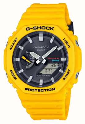 Casio Heren bluetooth g-shock geel zonne-energie horloge met hars band GA-B2100C-9AER
