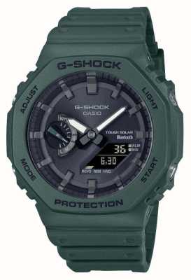 Casio Heren bluetooth g-shock groene zonne-energie horloge met hars band GA-B2100-3AER